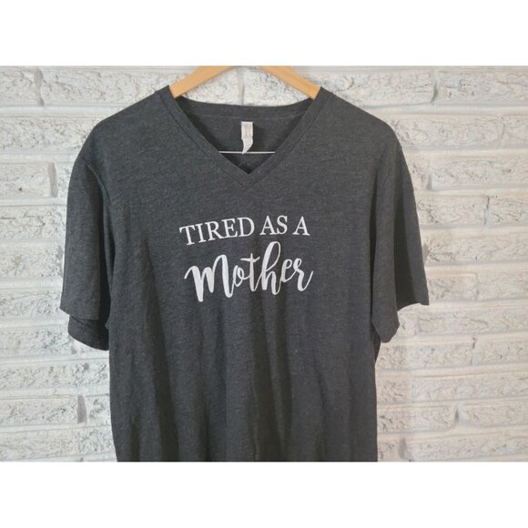 Canvas Womens Top Extra Large XL Tee Tired as a Mother Mom Black Mama BLA148E - Picture 3 of 8